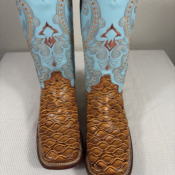 Ferrini Mens Print Cognac Leather Cowboy Boots Style: 9239302080B XCELL - Picture 6 of 15